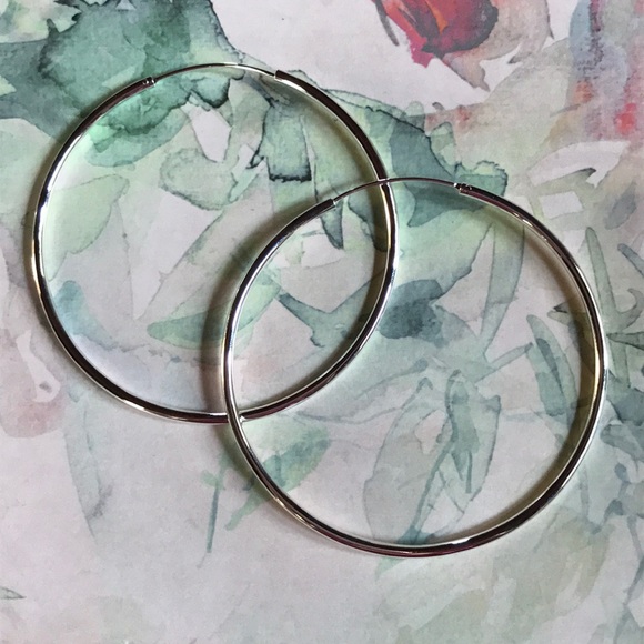 New! Silver Plated Hoop Earrings - Picture 7 of 16